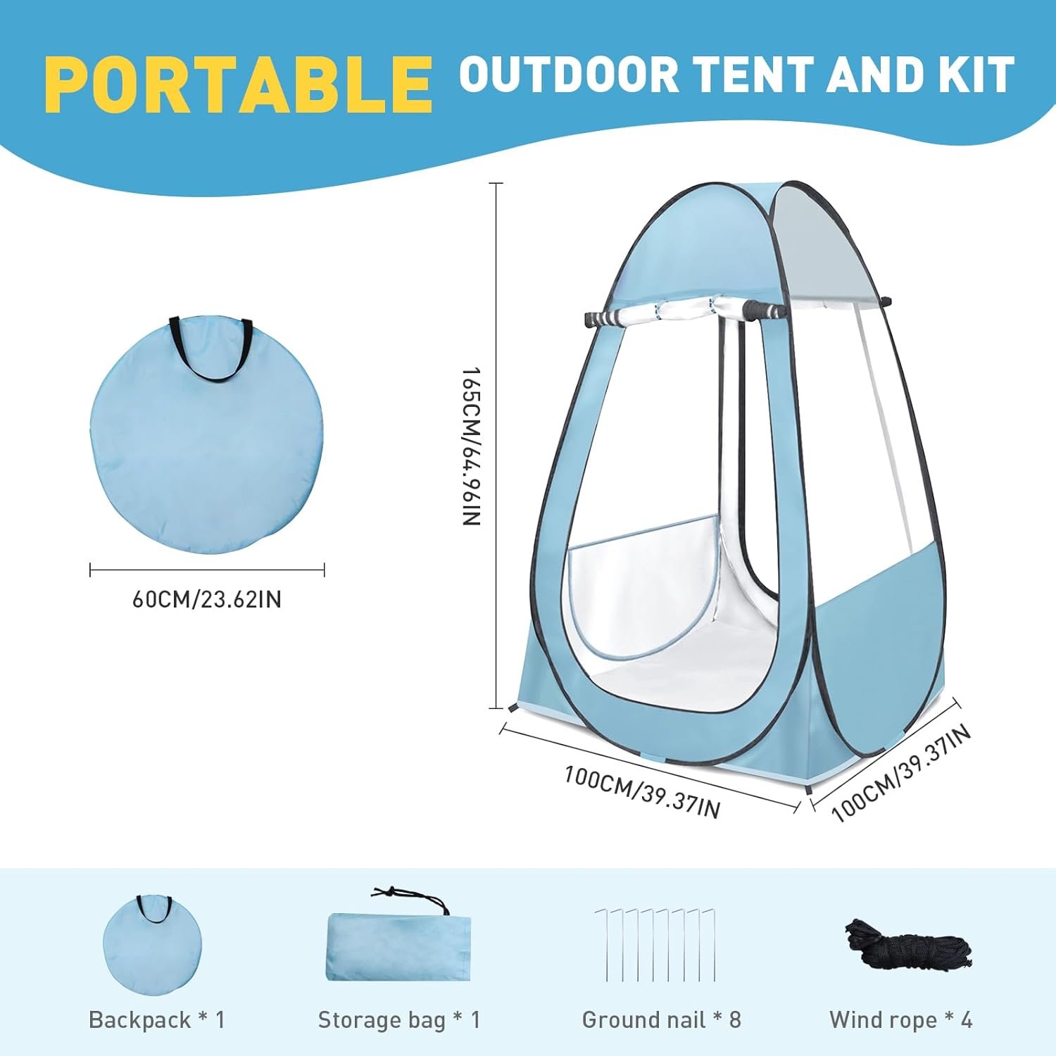 Pop Up Tent, Clear Outdoor Tents Sports Fishing, Rainproof and Windproof Beach Camping, Lightweight and Sturdy, Easy Set Up, UPF 50+ Portable Folding 39" x 64" - Image 2
